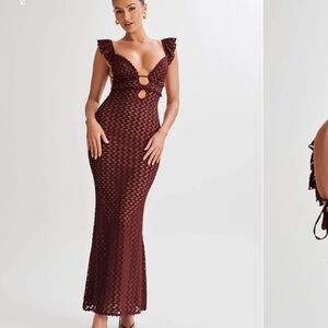 Meshki Ezra lace dress maroon